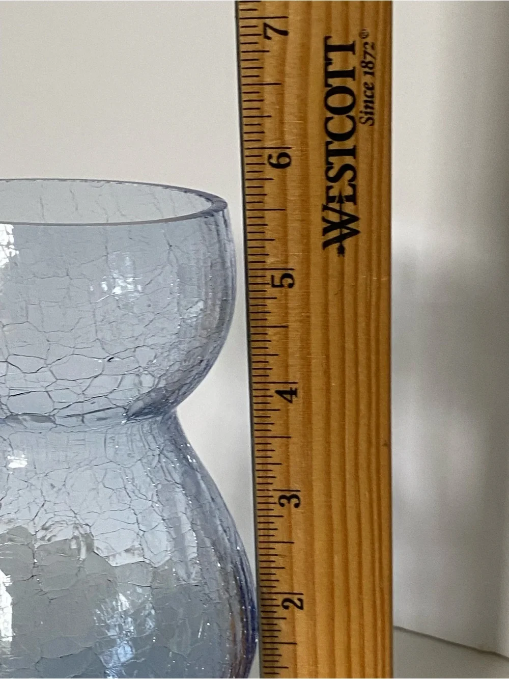 Vintage Ice Blue Crackle Glass Bulb Forcing Vase 5.5” MCM Hyacinth Tulip EUC